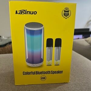 Portable Bluetooth Speaker and two microphones for a family karaoke night